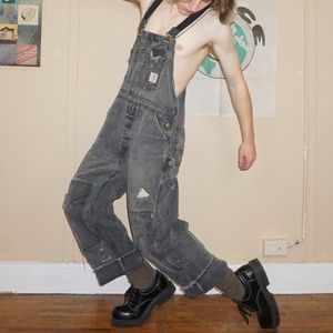 distressed carhartt overalls